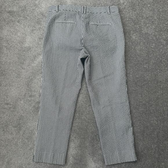 Ann Taylor Pants Womens 8 Blue White Striped Seersucker Cropped Stretch Cotton - Picture 9 of 11